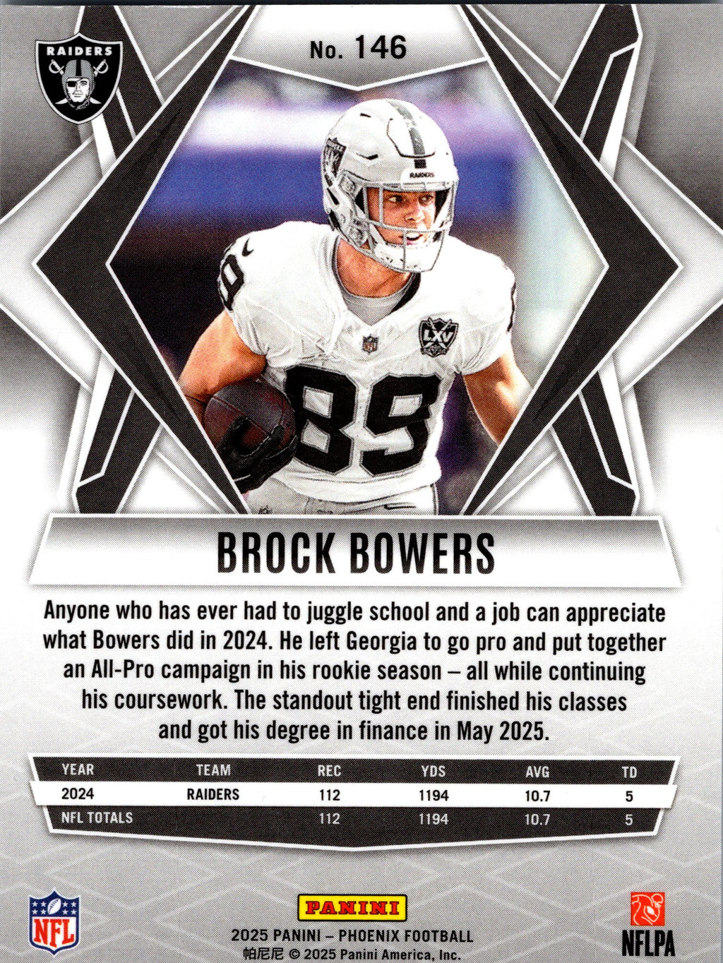 2025 Panini Phoenix #146 Brock Bowers