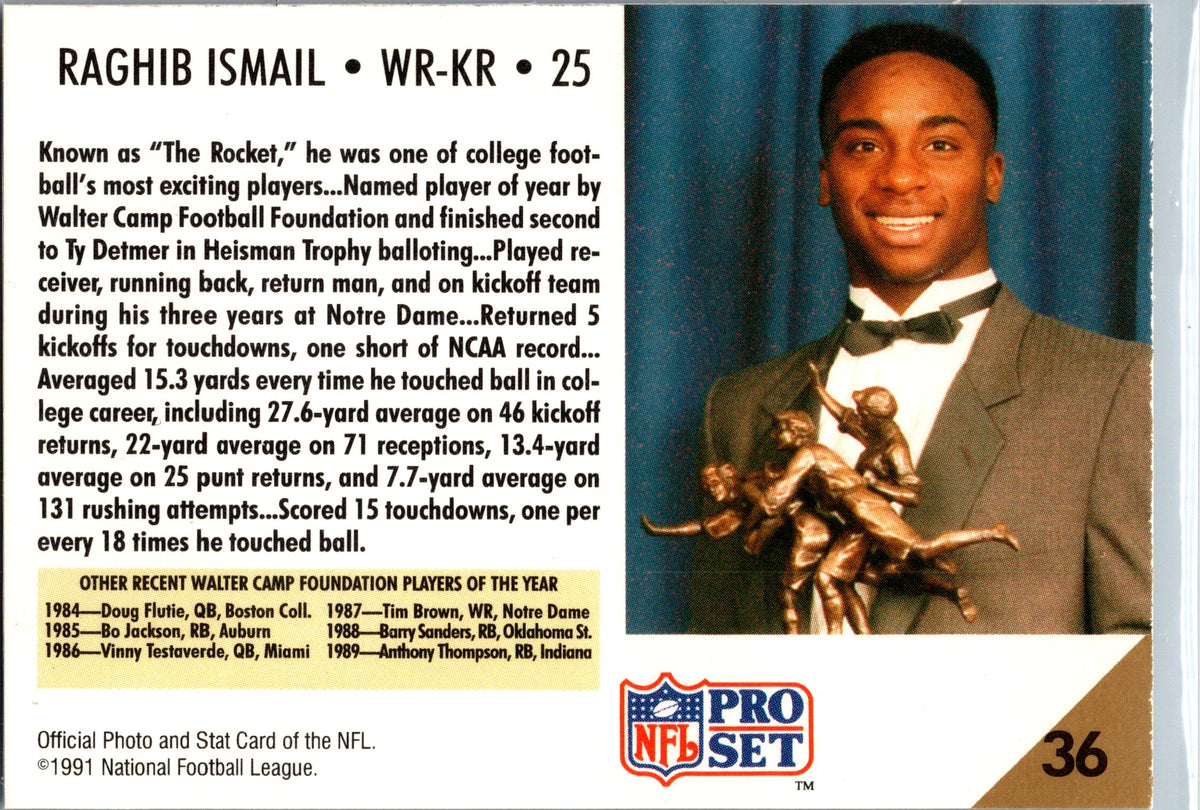 1991 Pro Set #36 Raghib Ismail