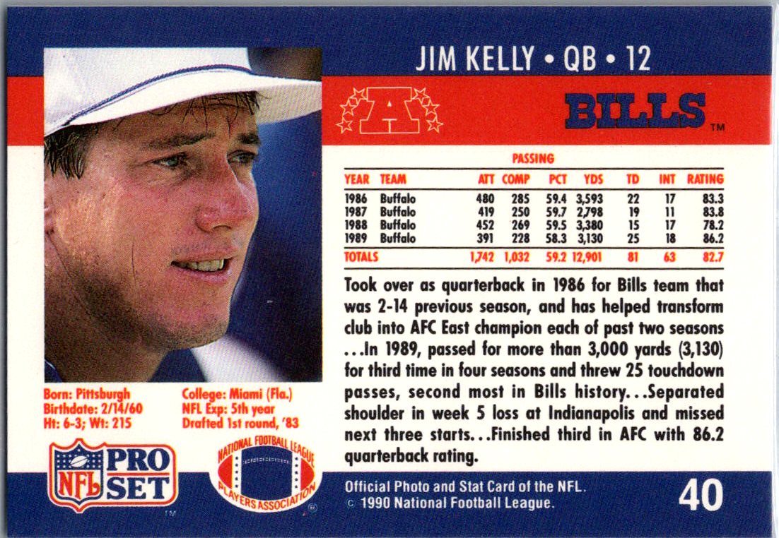 1990 Pro Set #40 Jim Kelly