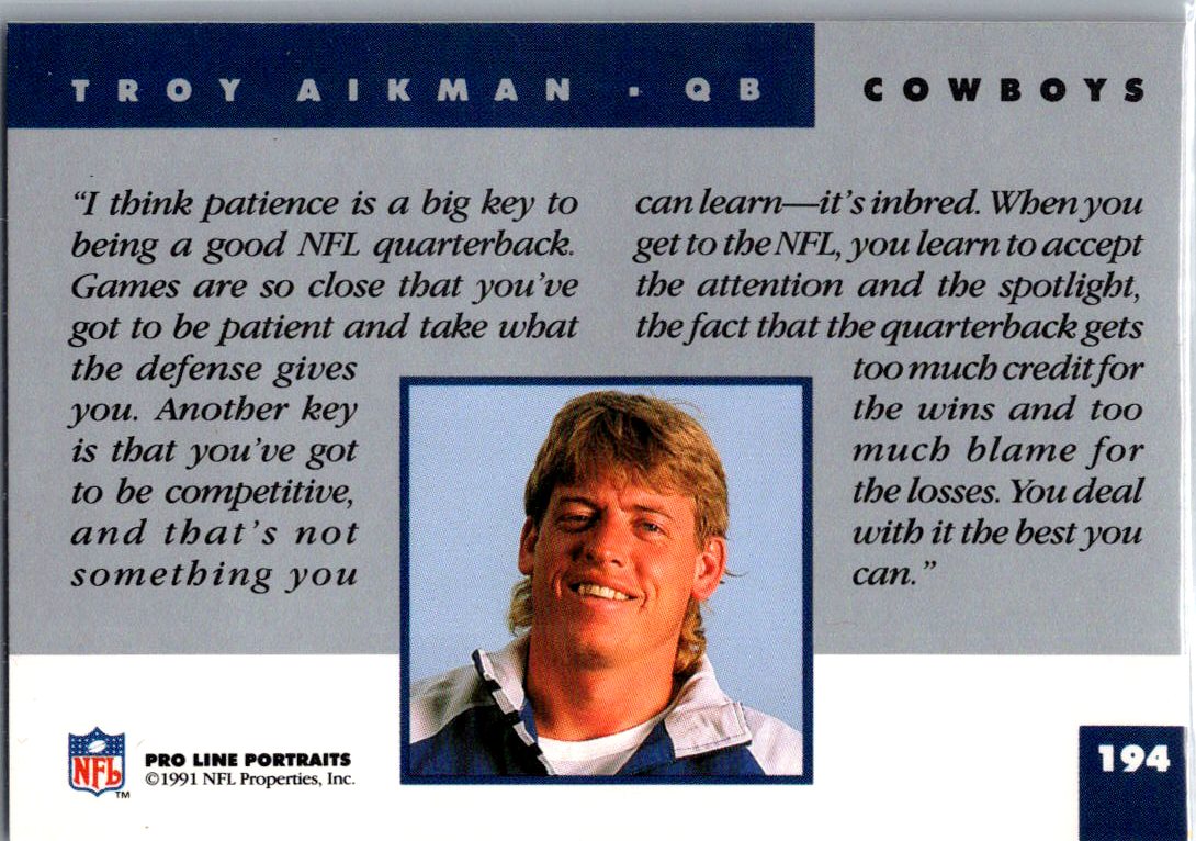 1991 Pro Line Portraits #NNO Troy Aikman Autographs