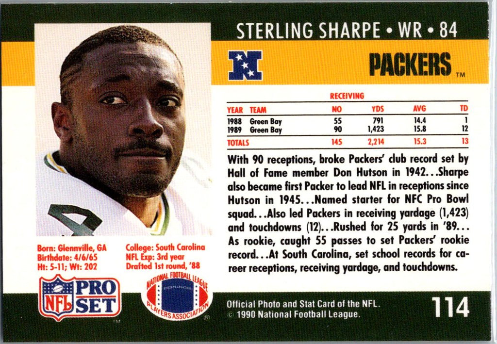 1990 Pro Set #114b Sterling Sharpe