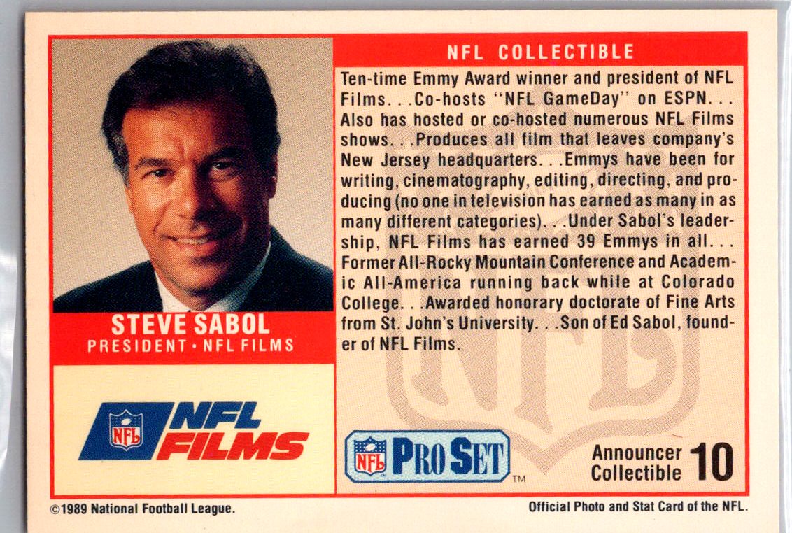 1989 Pro Set #10 Steve Sabol Announcer Collectibles