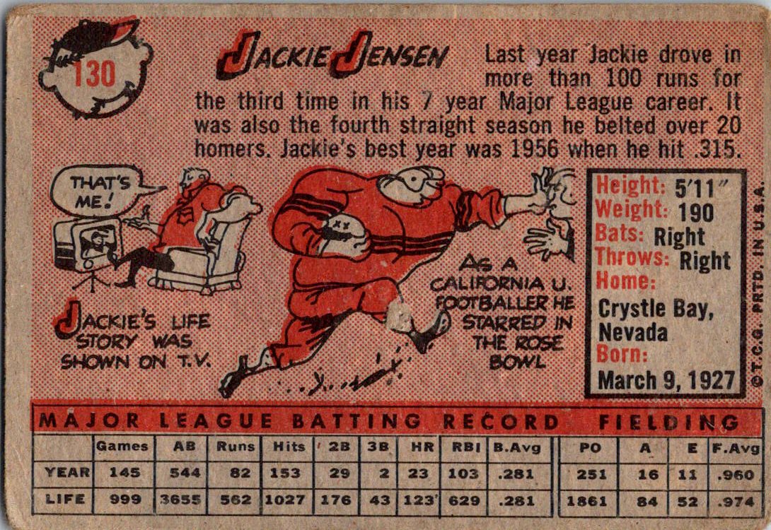 1958 Topps #130 Jackie Jensen