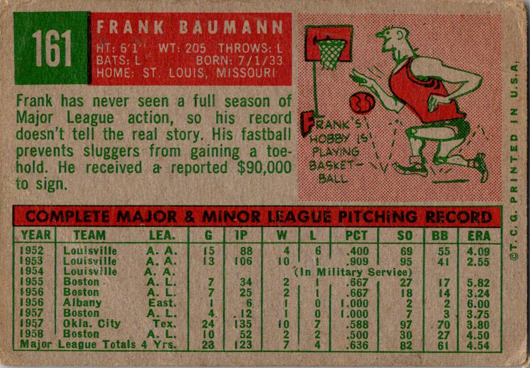 1959 Topps #161 Frank Baumann