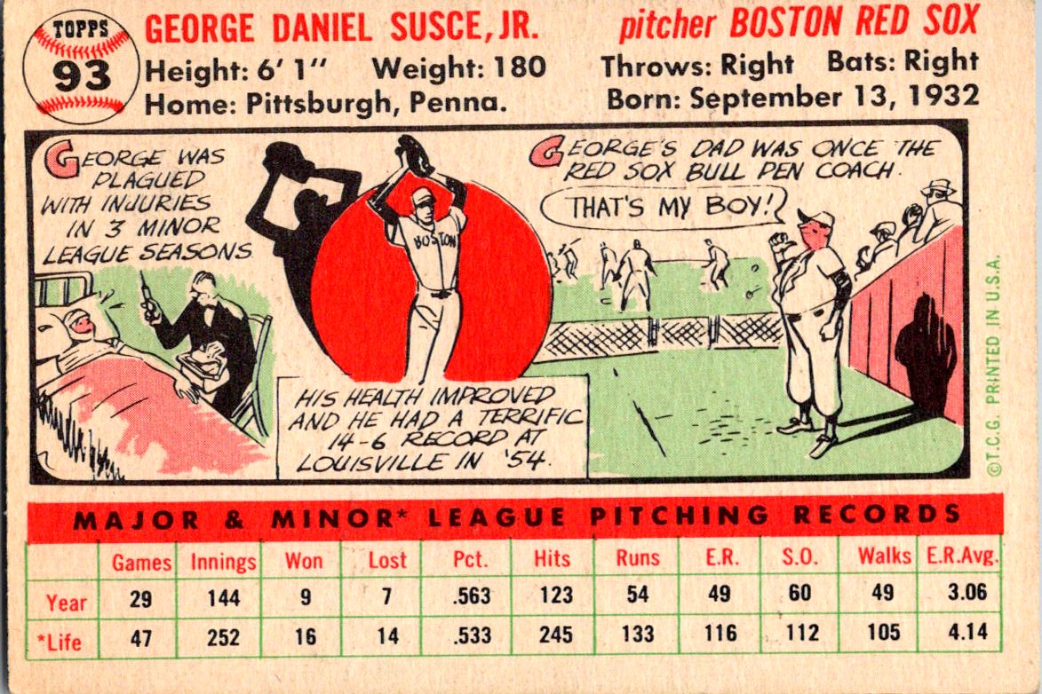1956 Topps #93a George Susce Jr. : Gray Back