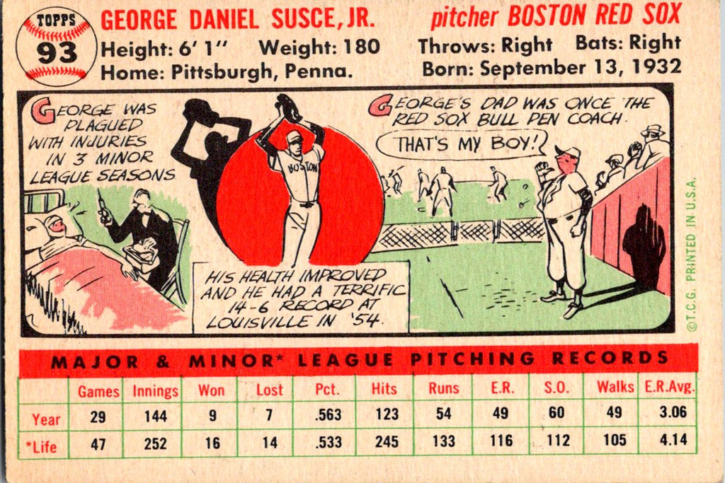 1956 Topps #93a George Susce Jr. : Gray Back