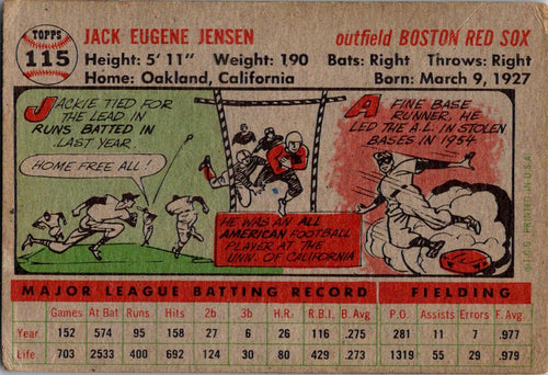 1956 Topps #115b Jackie Jensen : Gray Back