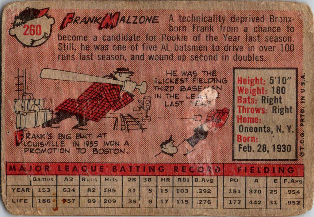 1958 Topps #260 Frank Malzone