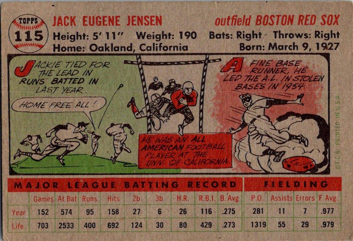 1956 Topps #115b Jackie Jensen : Gray Back