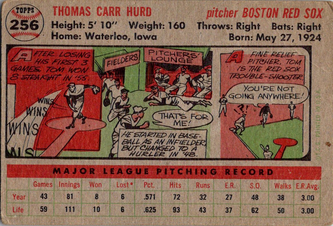 1956 Topps #256 Tom Hurd