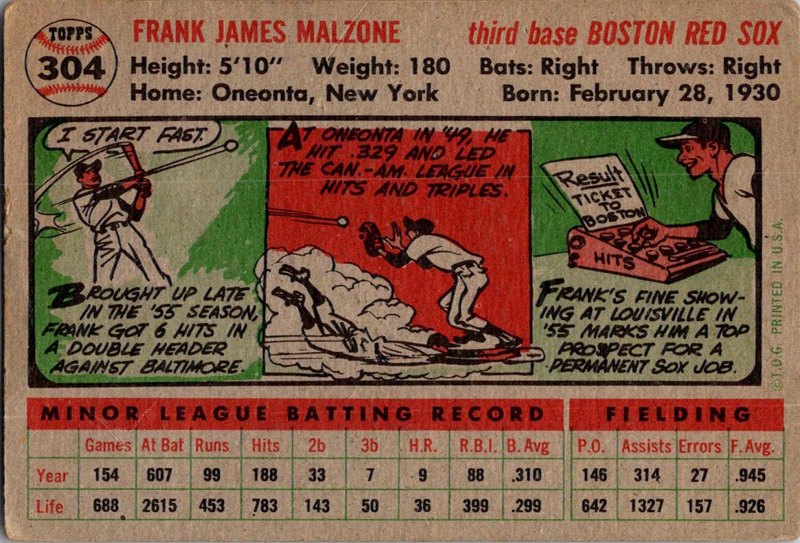 1956 Topps #304 Frank Malzone