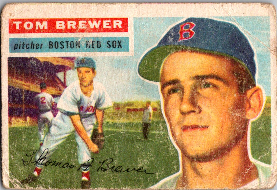 1956 Topps #34a Tom Brewer : White Back