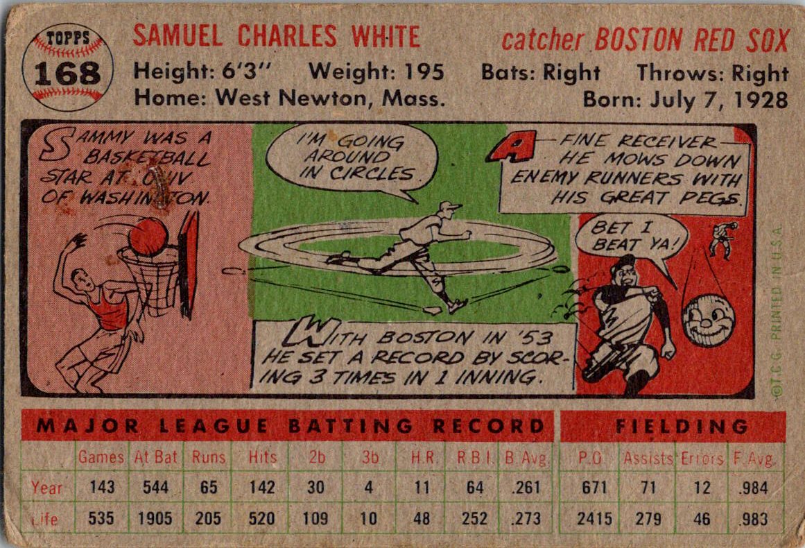 1956 Topps #168b Sammy White : Gray Back