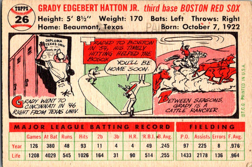 1956 Topps #26a Grady Hatton : Gray Back