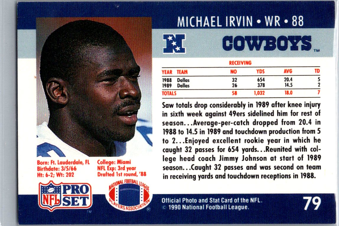 1990 Pro Set #79 Michael Irvin