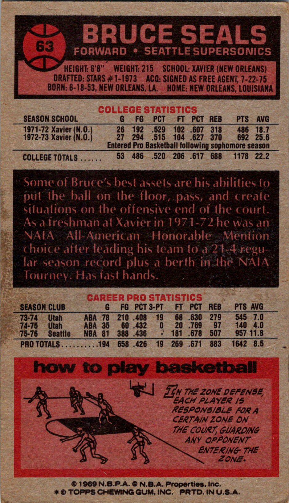 1976-77 Topps #63 Bruce Seals