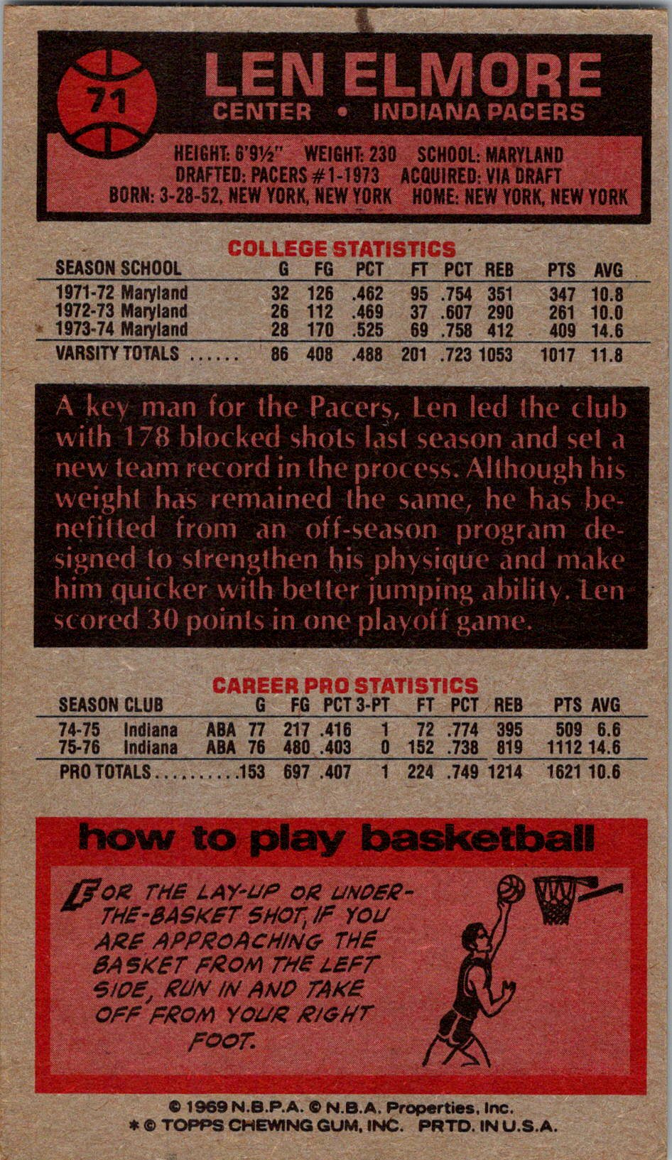 1976-77 Topps #71 Len Elmore