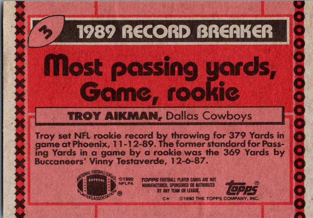 1990 Topps #3b Troy Aikman