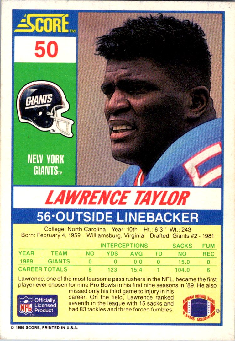 1990 Score #50 Lawrence Taylor