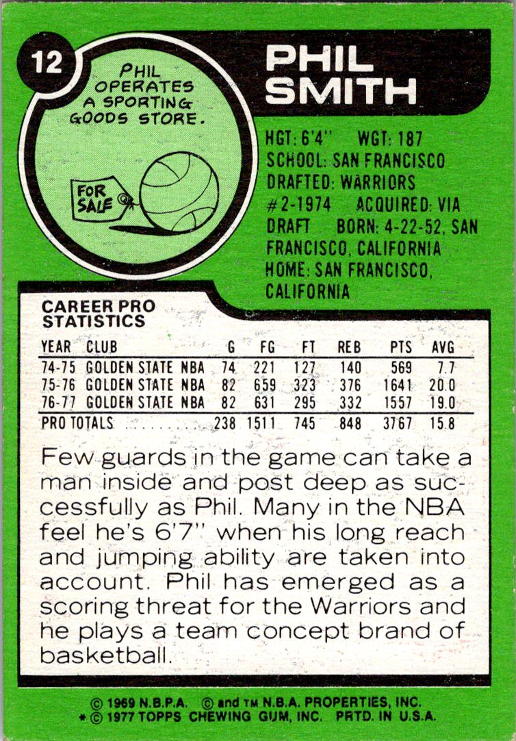 1977-78 Topps #12 Phil Smith