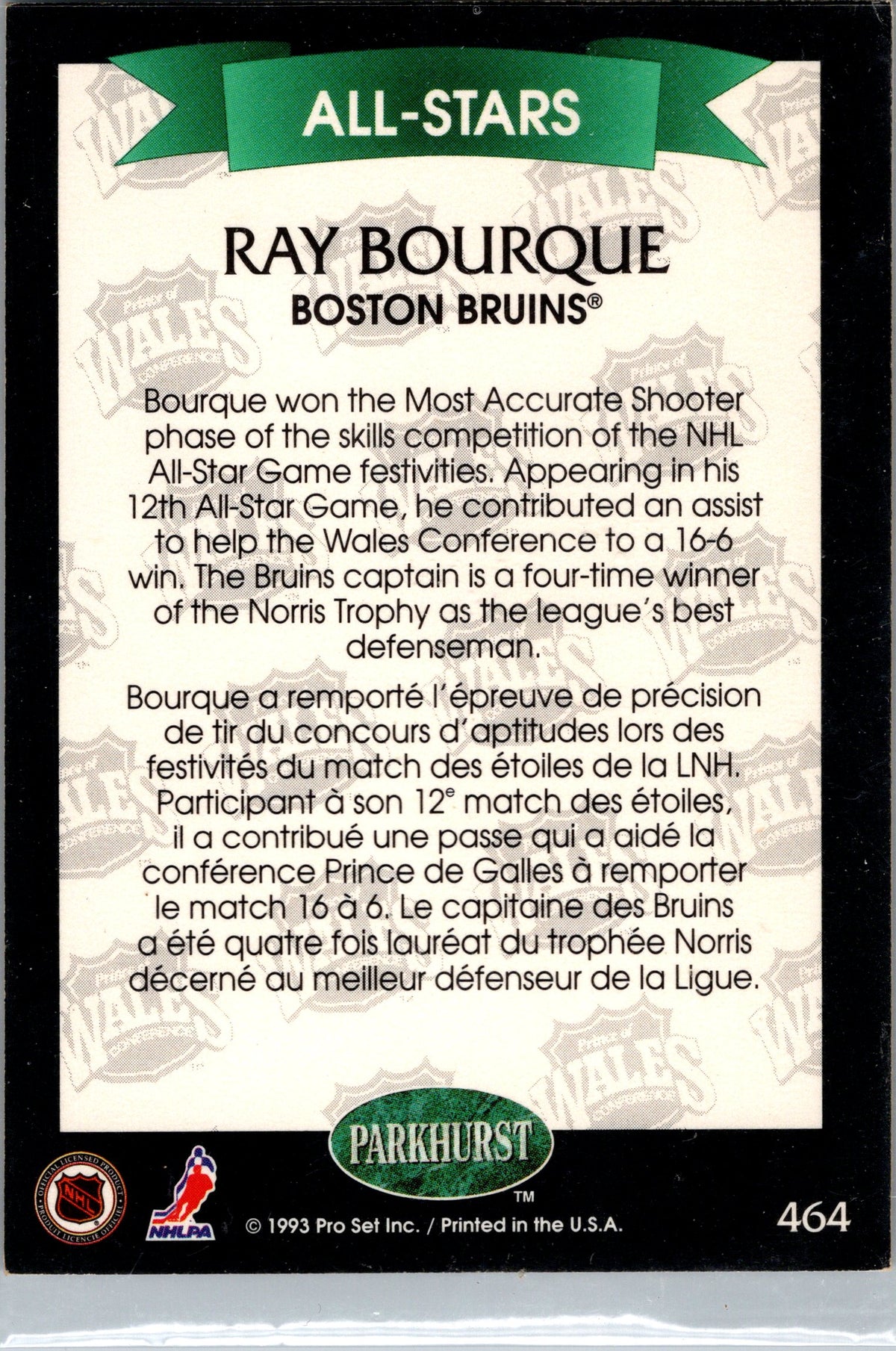 1992-93 Parkhurst #464 Ray Bourque