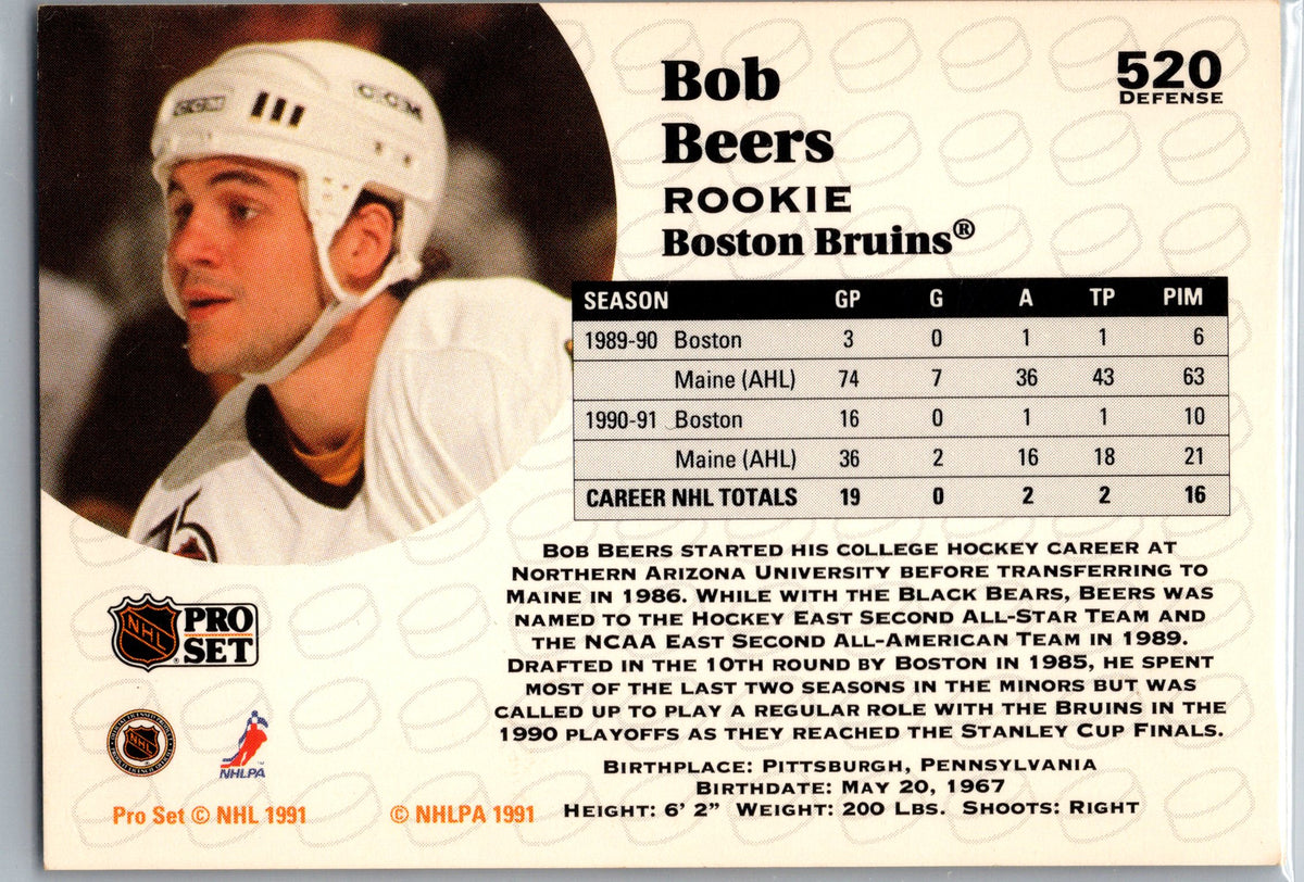 1991-92 Pro Set #520 Bob Beers