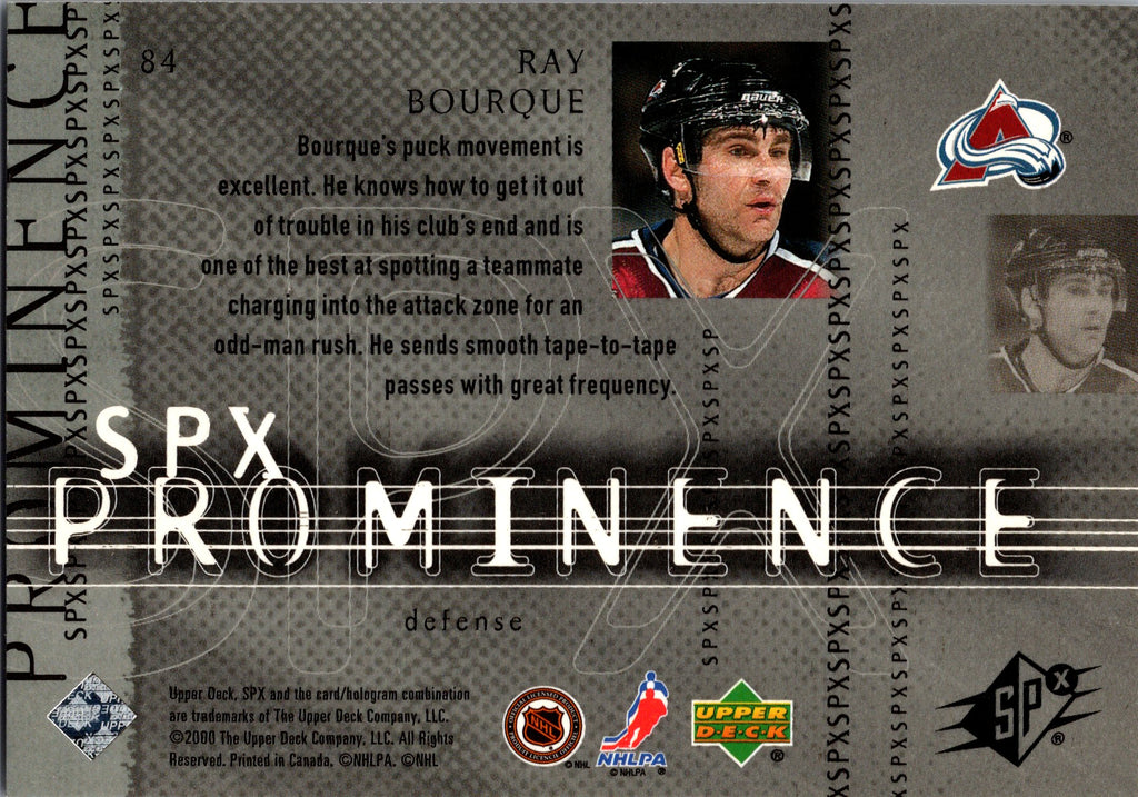 RAY BOURQUE 00-01 SPX HOCKEY PROMINENCE CARD # 84