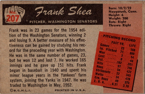 1955 Bowman #207 Spec Shea