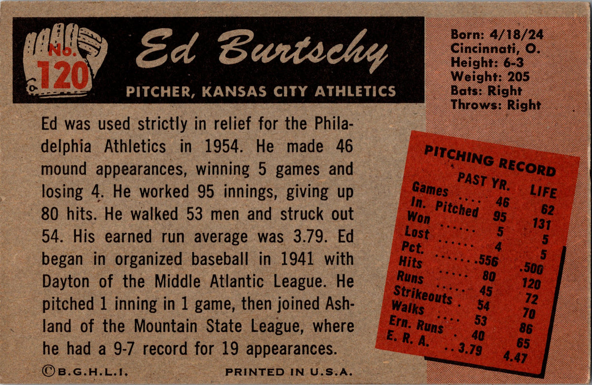 1955 Bowman #120 Ed Burtschy