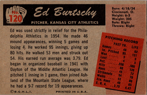 1955 Bowman #120 Ed Burtschy
