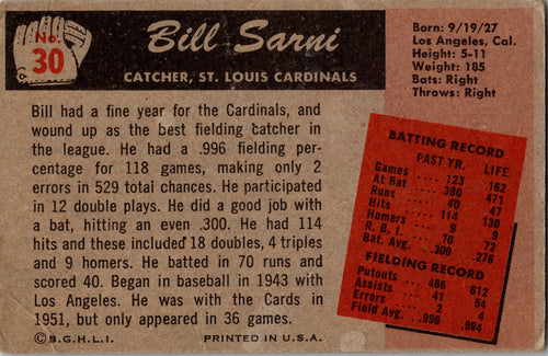 1955 Bowman #30 Bill Sarni