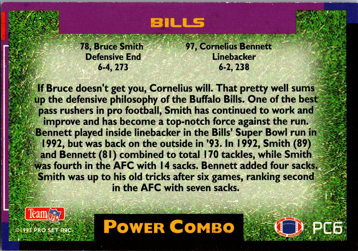 1993 Pro Set Power Update - Combos Prisms #PC6 Bruce Smith / Cornelius Bennett