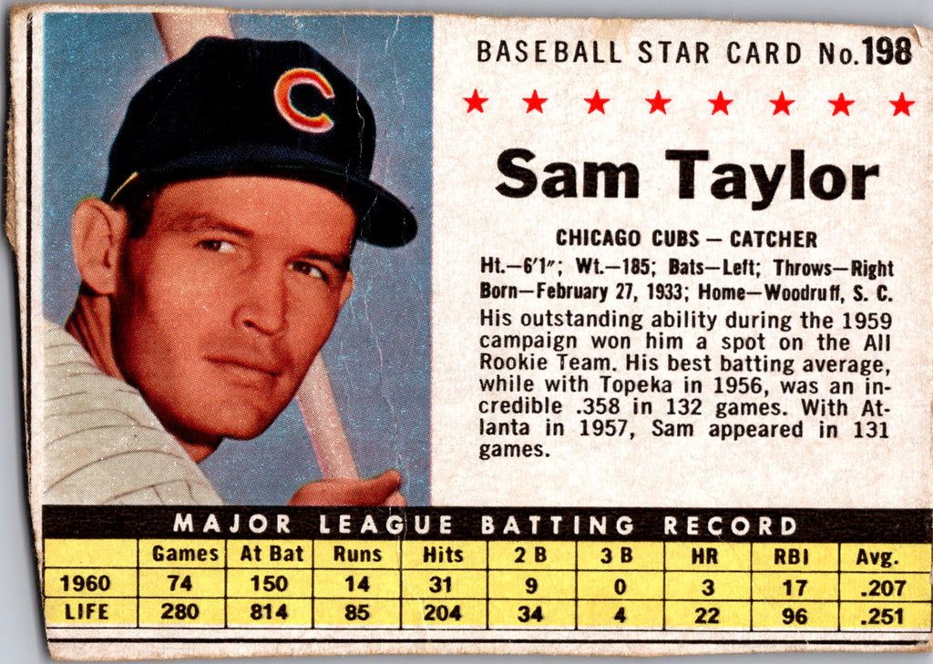 1961 Post Cereal (F278-33) #198 Sammy Taylor : Box Version