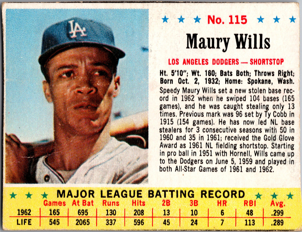 1963 Jell-O #115 Maury Wills