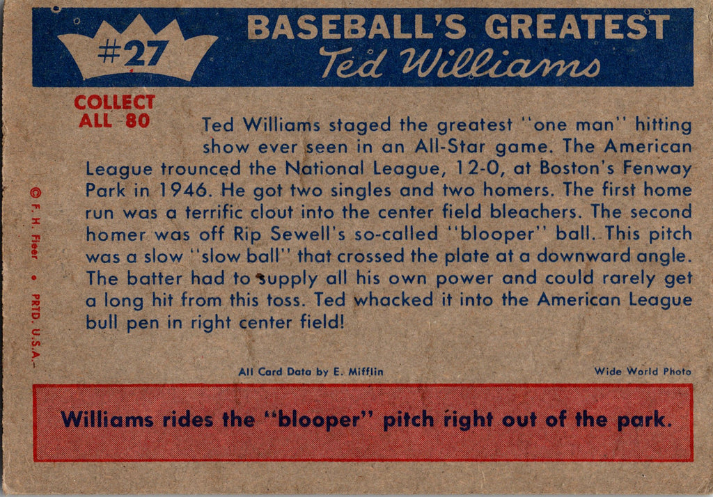1959 Fleer Ted Williams #27 Ted Williams