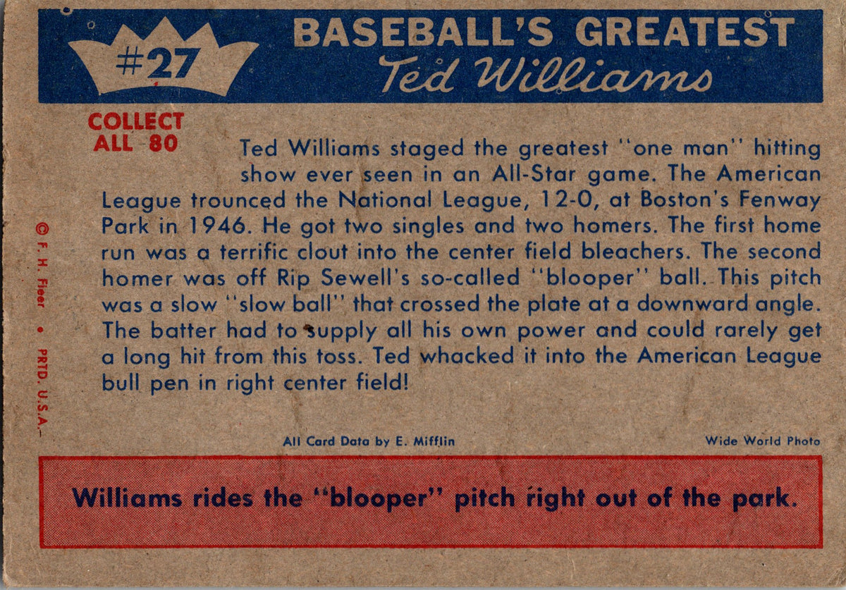 1959 Fleer Ted Williams #27 Ted Williams
