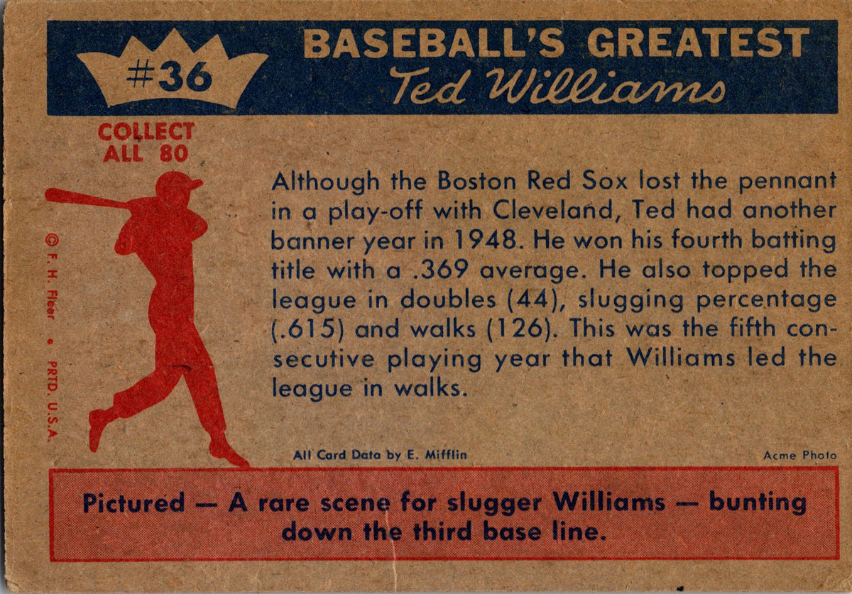 1959 Fleer Ted Williams #36 Ted Williams