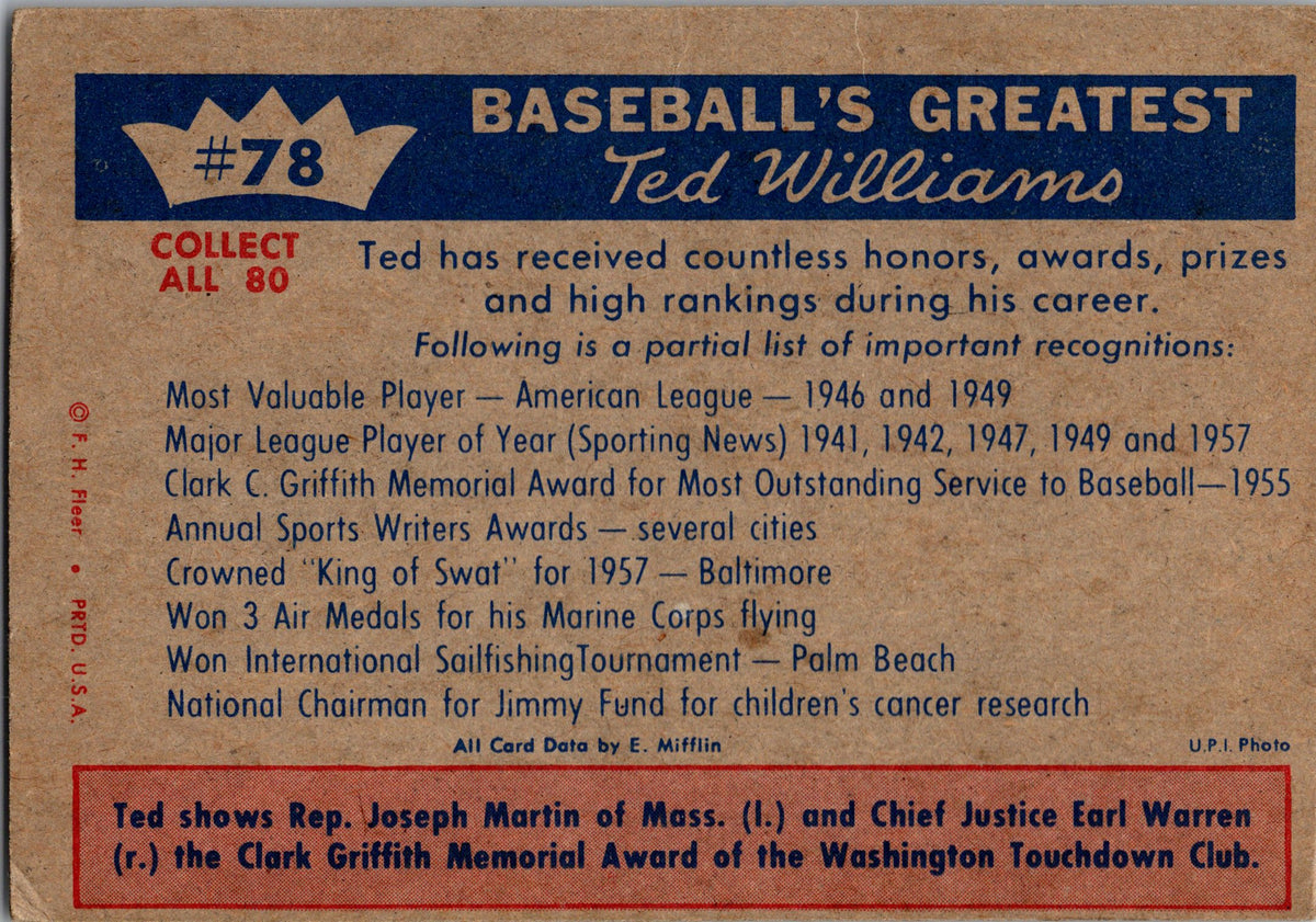 1959 Fleer Ted Williams #78 Ted Williams