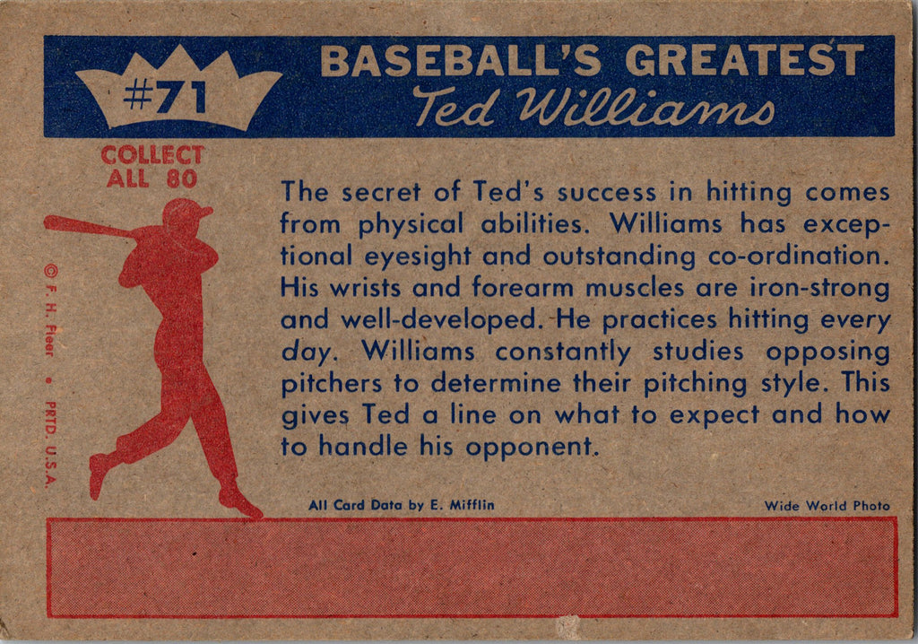 1959 Fleer Ted Williams #71 Ted Williams