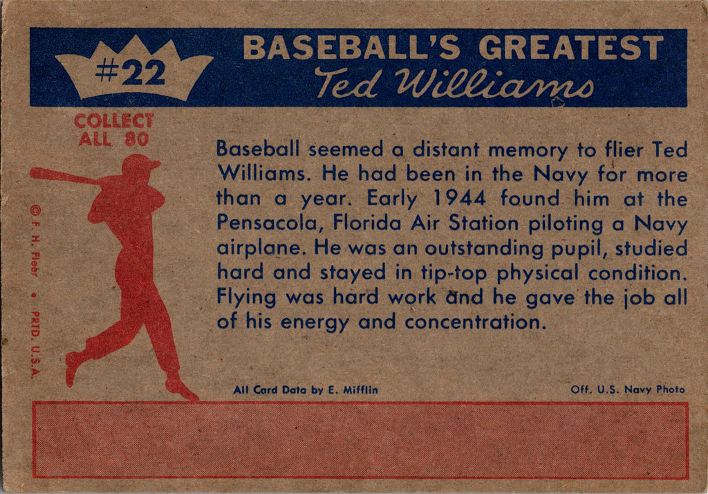 1959 Fleer Ted Williams #22 Ted Williams