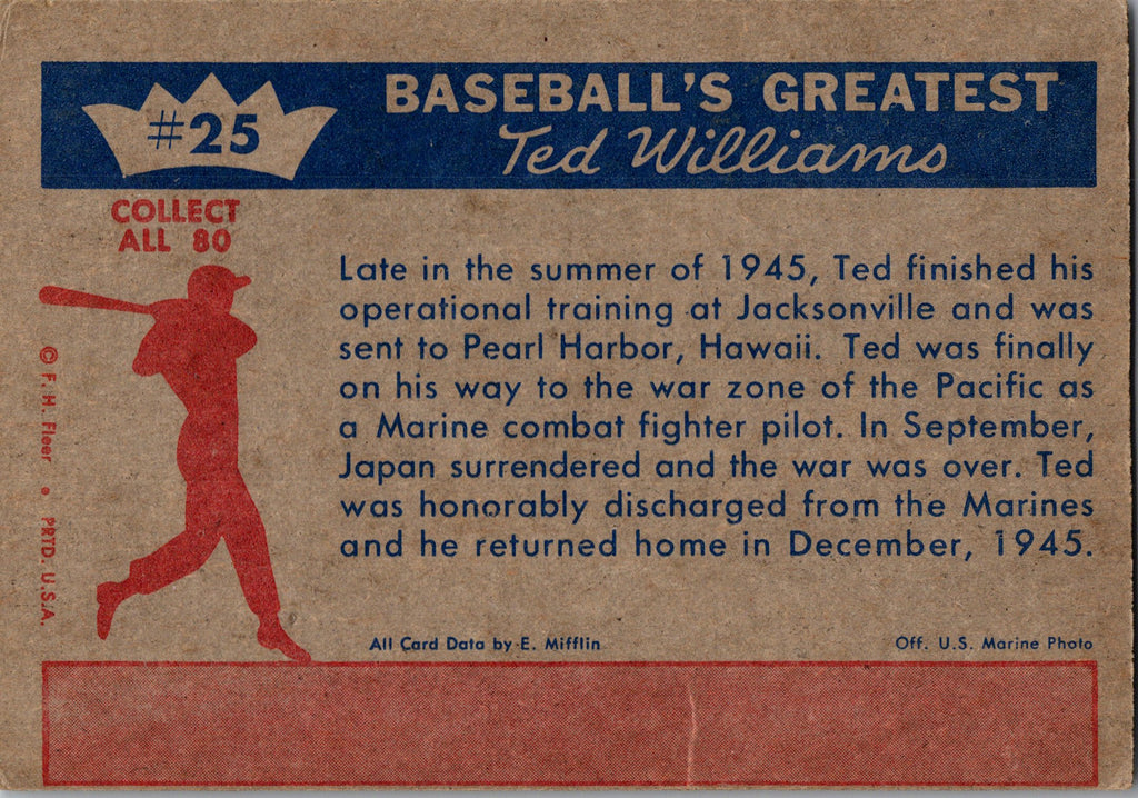 1959 Fleer Ted Williams #25 Ted Williams
