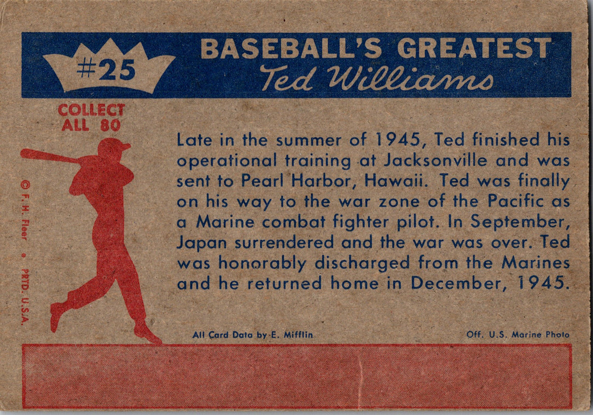 1959 Fleer Ted Williams #25 Ted Williams
