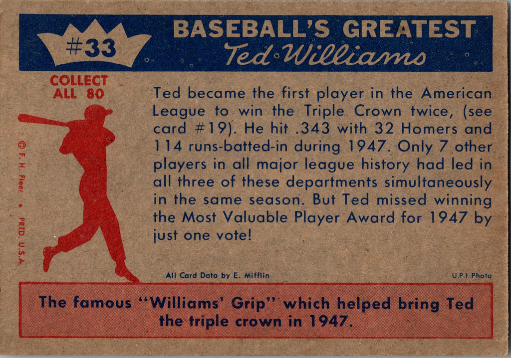 1959 Fleer Ted Williams #33 Ted Williams