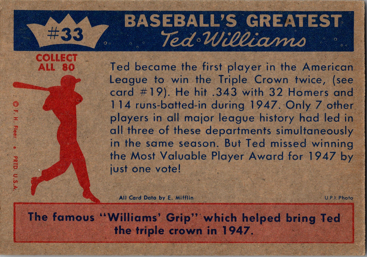 1959 Fleer Ted Williams #33 Ted Williams