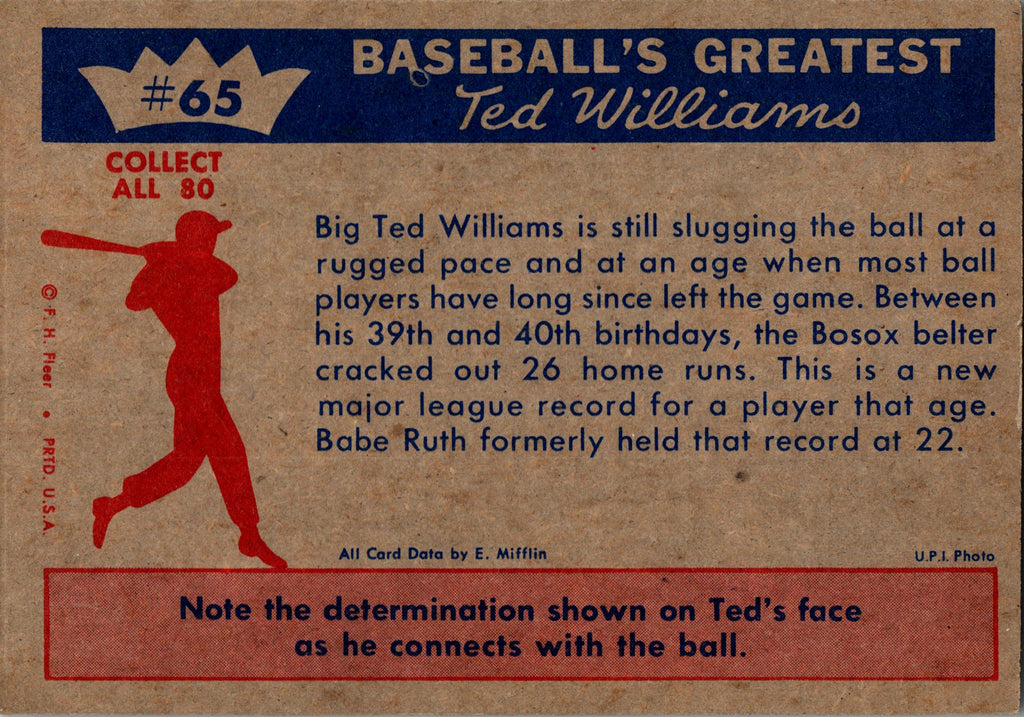 1959 Fleer Ted Williams #65 Ted Williams
