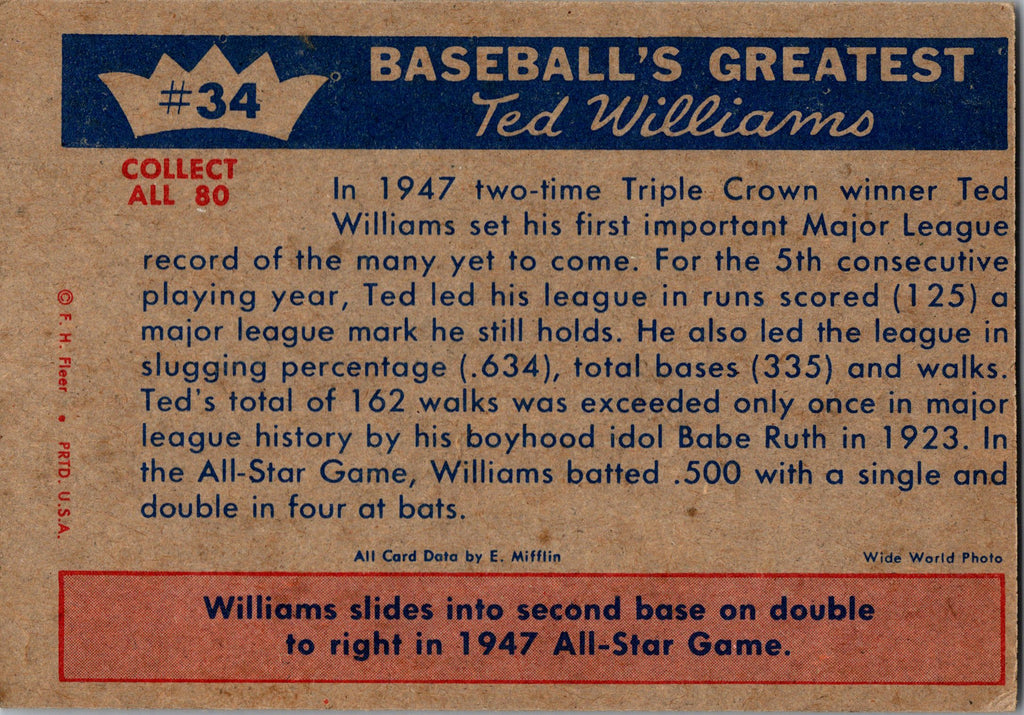 1959 Fleer Ted Williams #34 Ted Williams