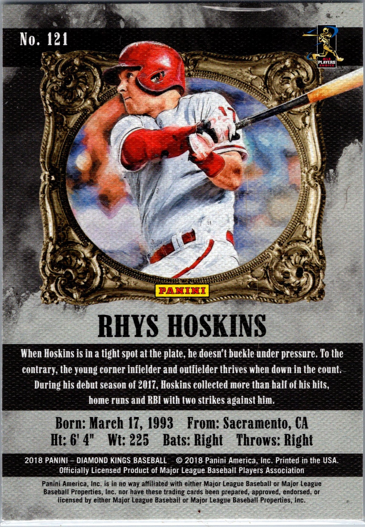 2018 Panini Diamond Kings #121b Rhys Hoskins : Black and White Photo