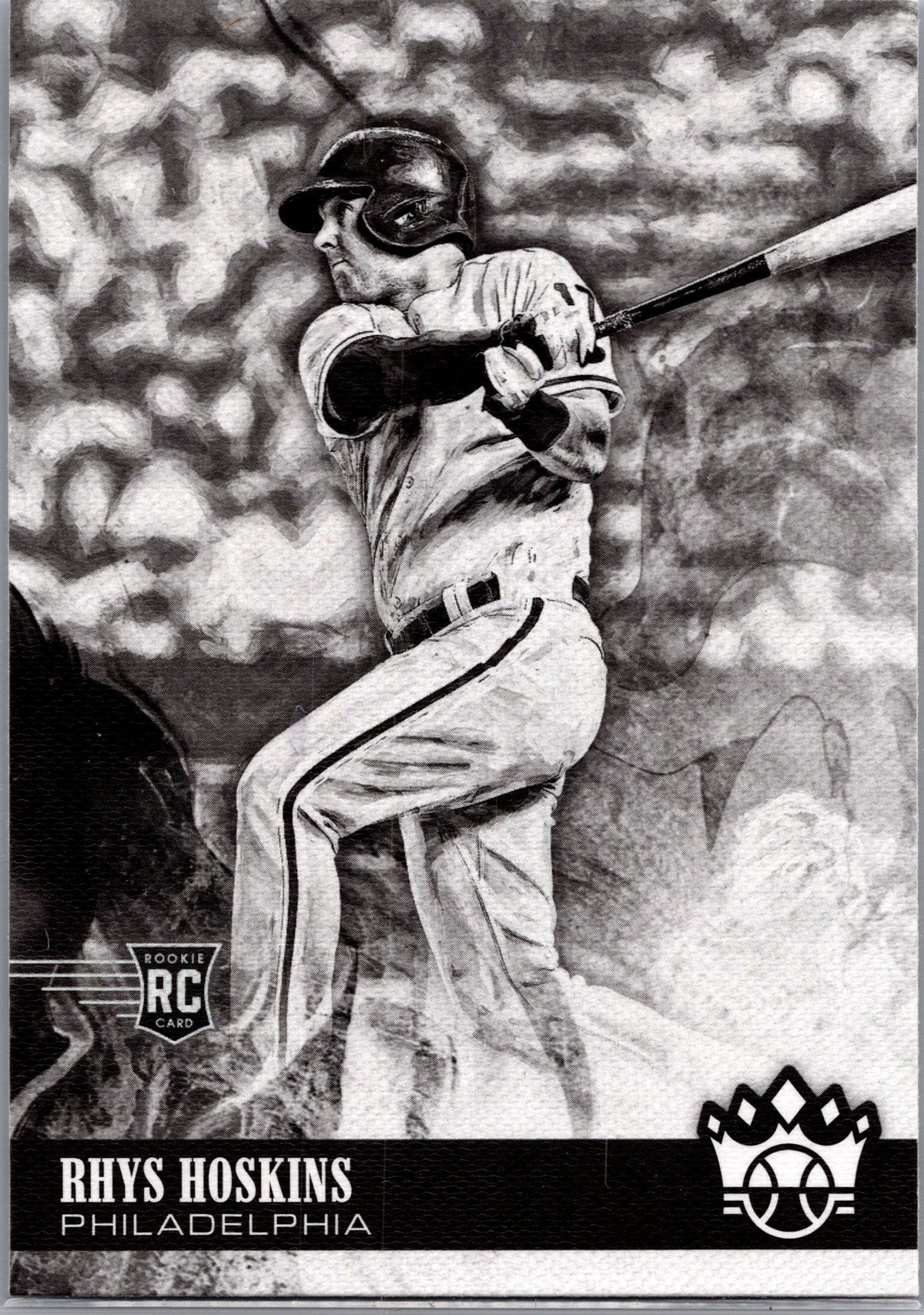 2018 Panini Diamond Kings #121b Rhys Hoskins : Black and White Photo