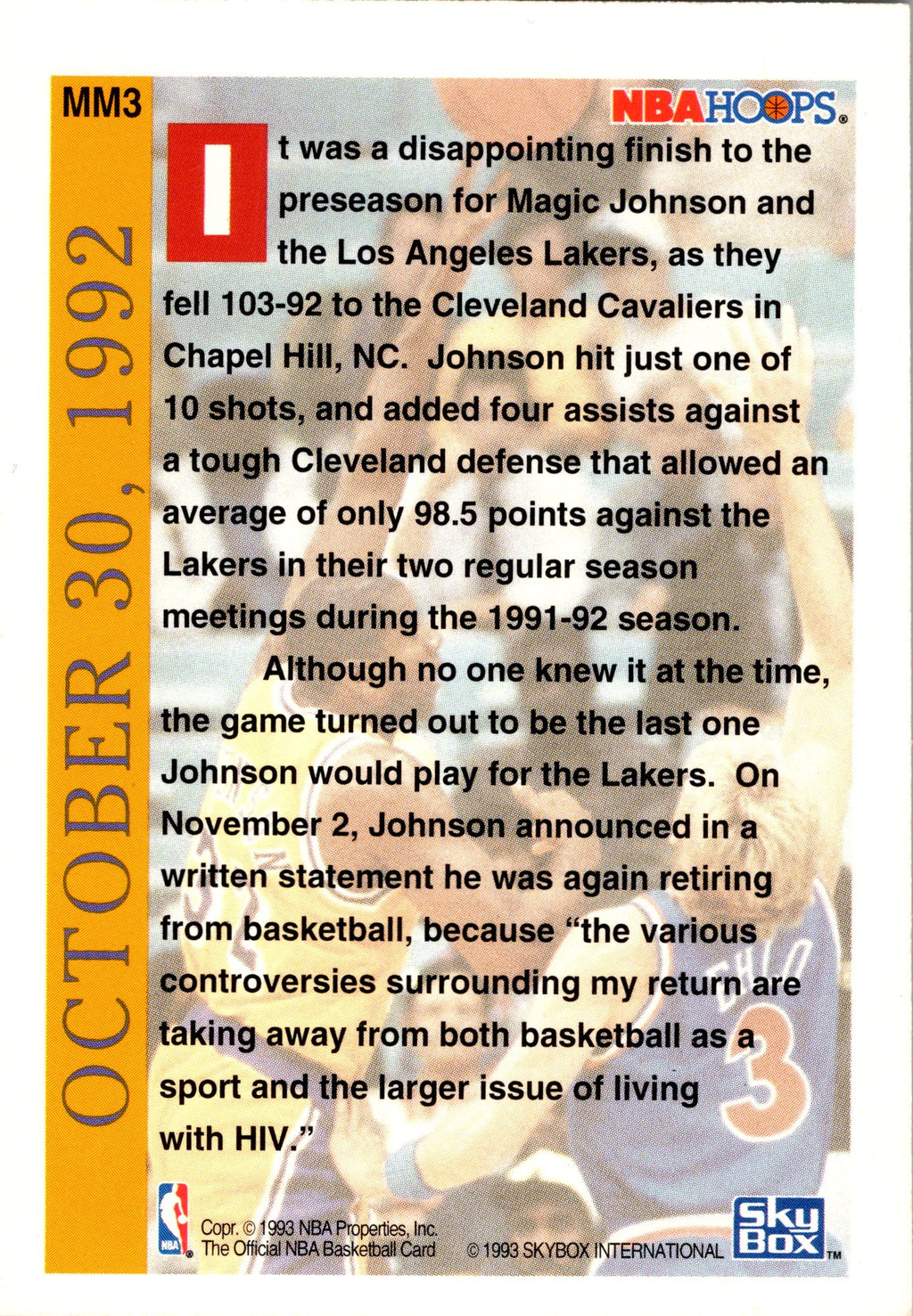 1992-93 Hoops #MM3 Magic Johnson More Magic