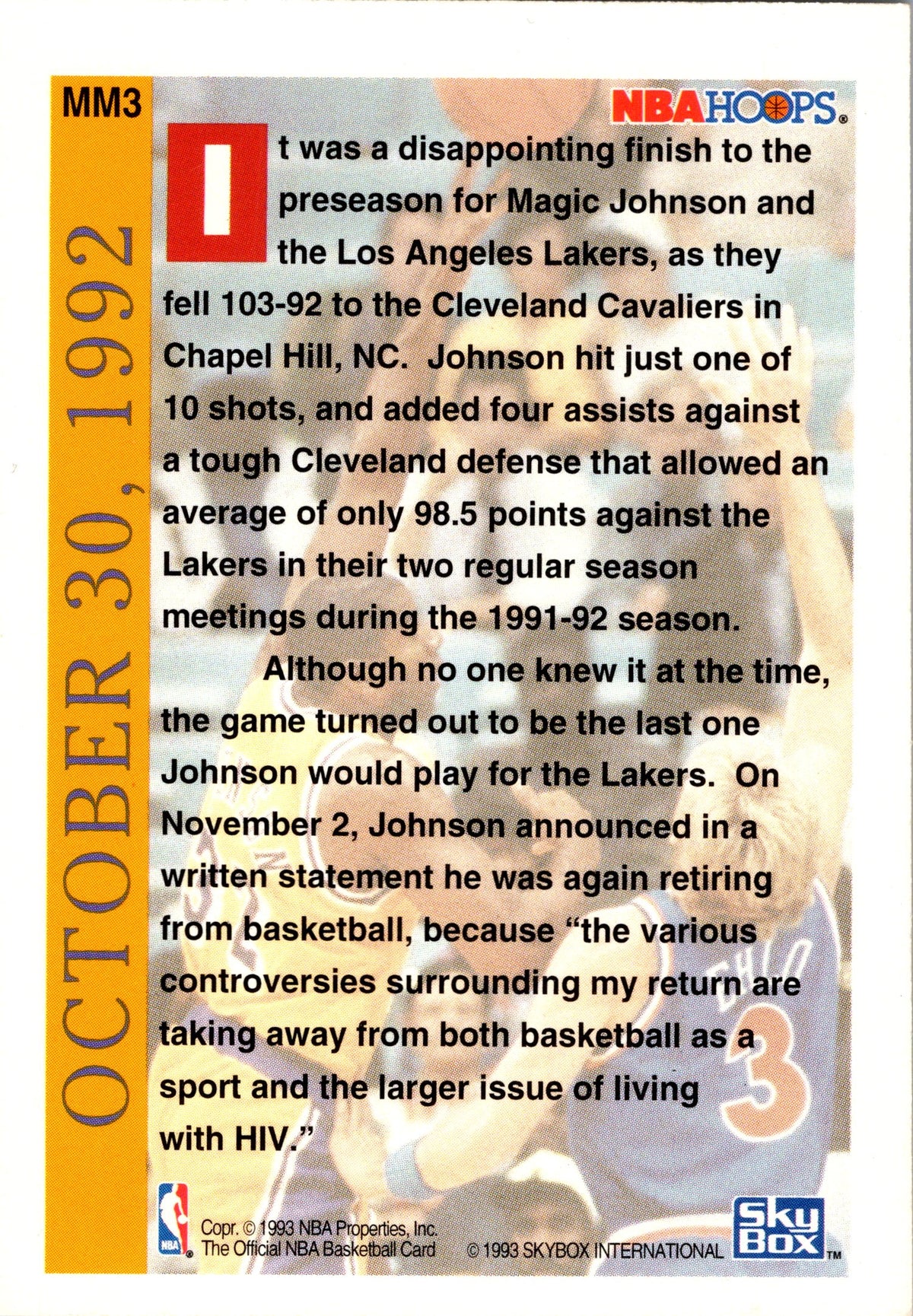 1992-93 Hoops #MM3 Magic Johnson More Magic